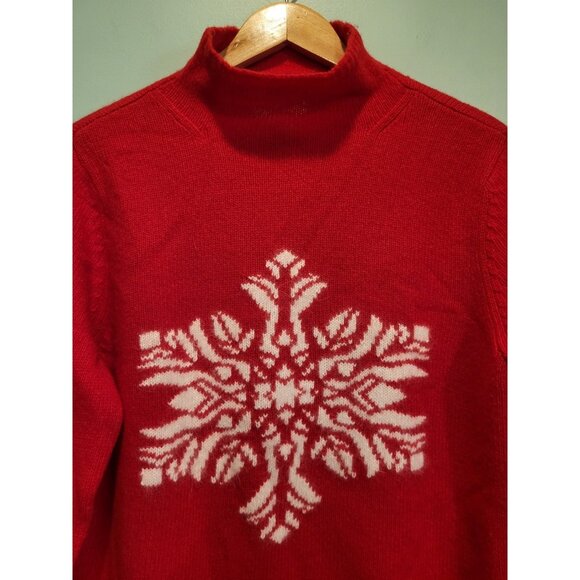 Vtg Bonnie & Bill By Holly Lambswool Red Snowflake Holiday Sweater Sz XL - Picture 2 of 6